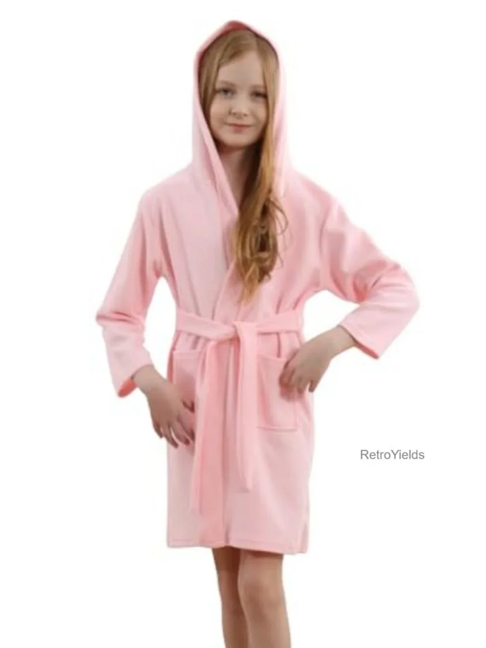 Kids Cotton Hooded Robe Spa Bathrobe Pajamas Lounge Wear